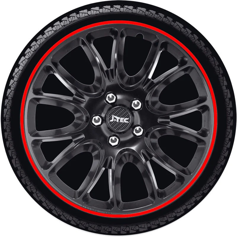 J-Tec Radzierblenden Hero GTR 16 Zoll Schwarz/Rot - Satz mit 4 Stück