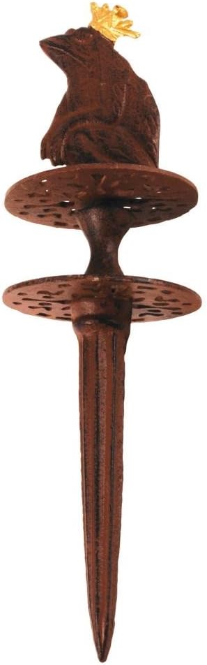 Esschert Design TG34 Frog Prince Antique Garden Hose Guide, Antique Brown with Gold Crown