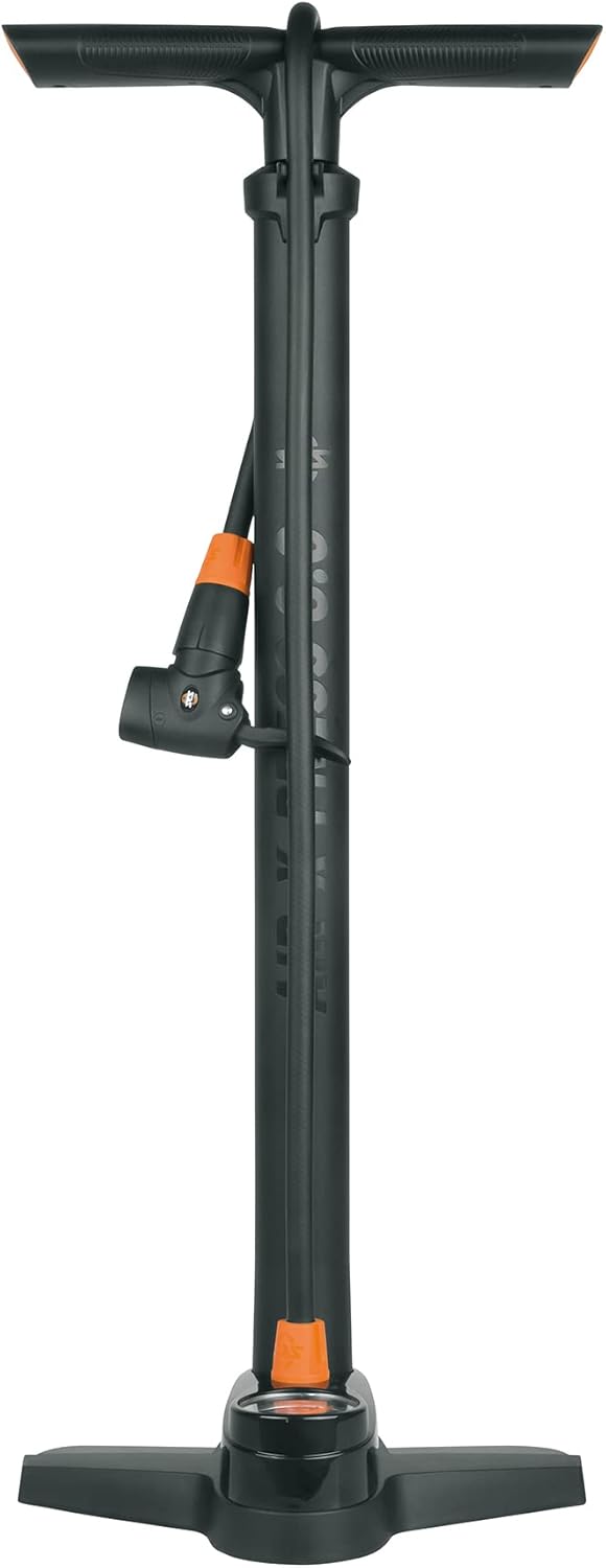 SKS GERMANY AIR-X-PRESS 8.0 Standpumpe (Luftpumpe mit MULTI VALVE-Ventilkopf in modernem Design, präzise Druckkontrolle, sicherer Halt und angenehme Haptik, Druck max.: 8 bar/115 PSI), schwarz, 600 mm