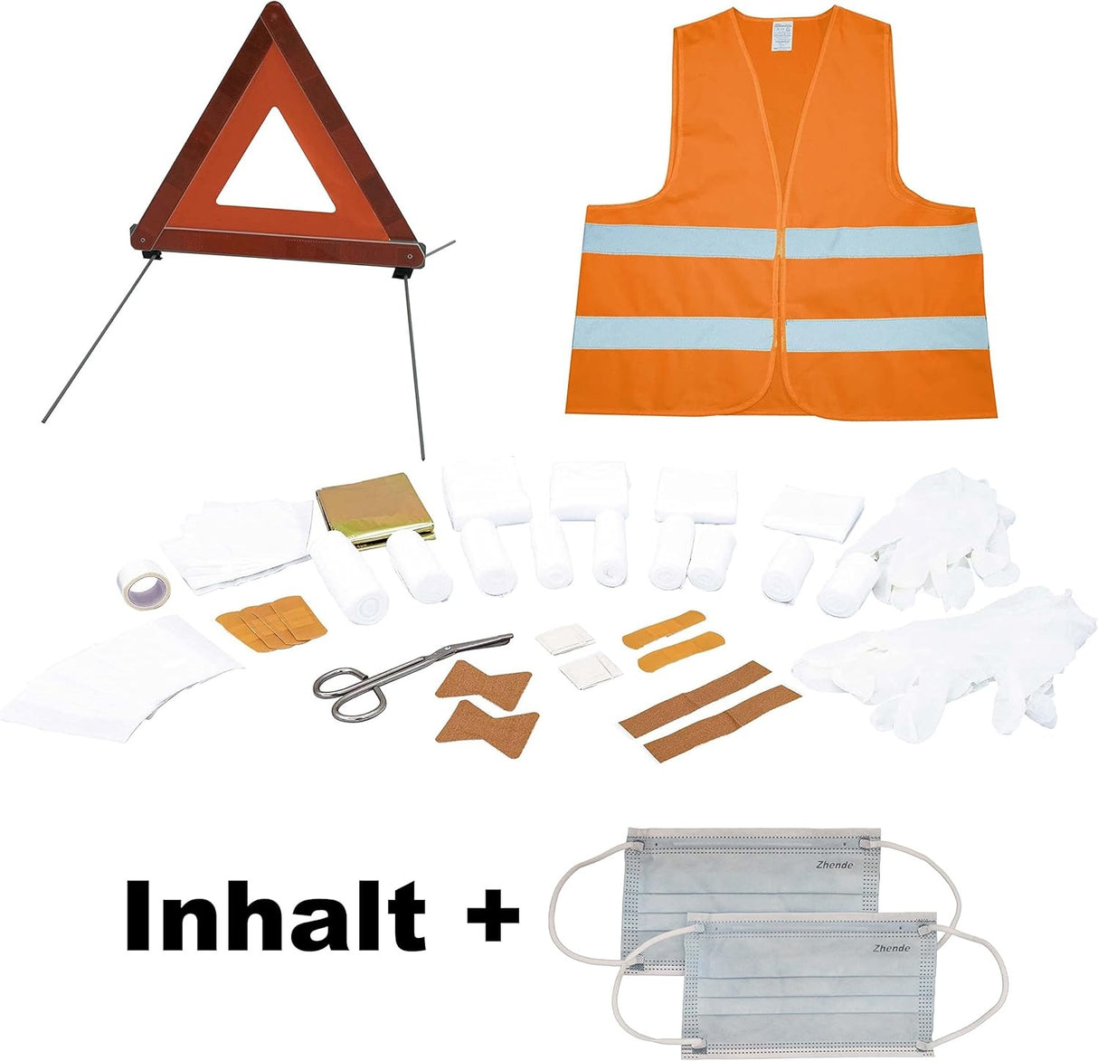 Petex Kombitasche mit Klettverschluss bestehend aus EURO-Warndreieck, Verbandsmaterial und Warnweste, rot