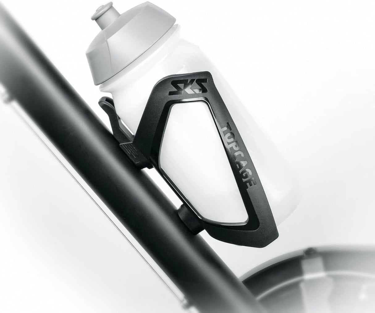 SKS GERMANY TOPCAGE BLACK Flaschenhalter für Fahrräder (Fahrrad-Flaschenhalter aus hochfestem, leichtem Kunststoff, verstellbarer Anschlag, variable Fanghaken für sichere Arretierung, ohne Schrauben)