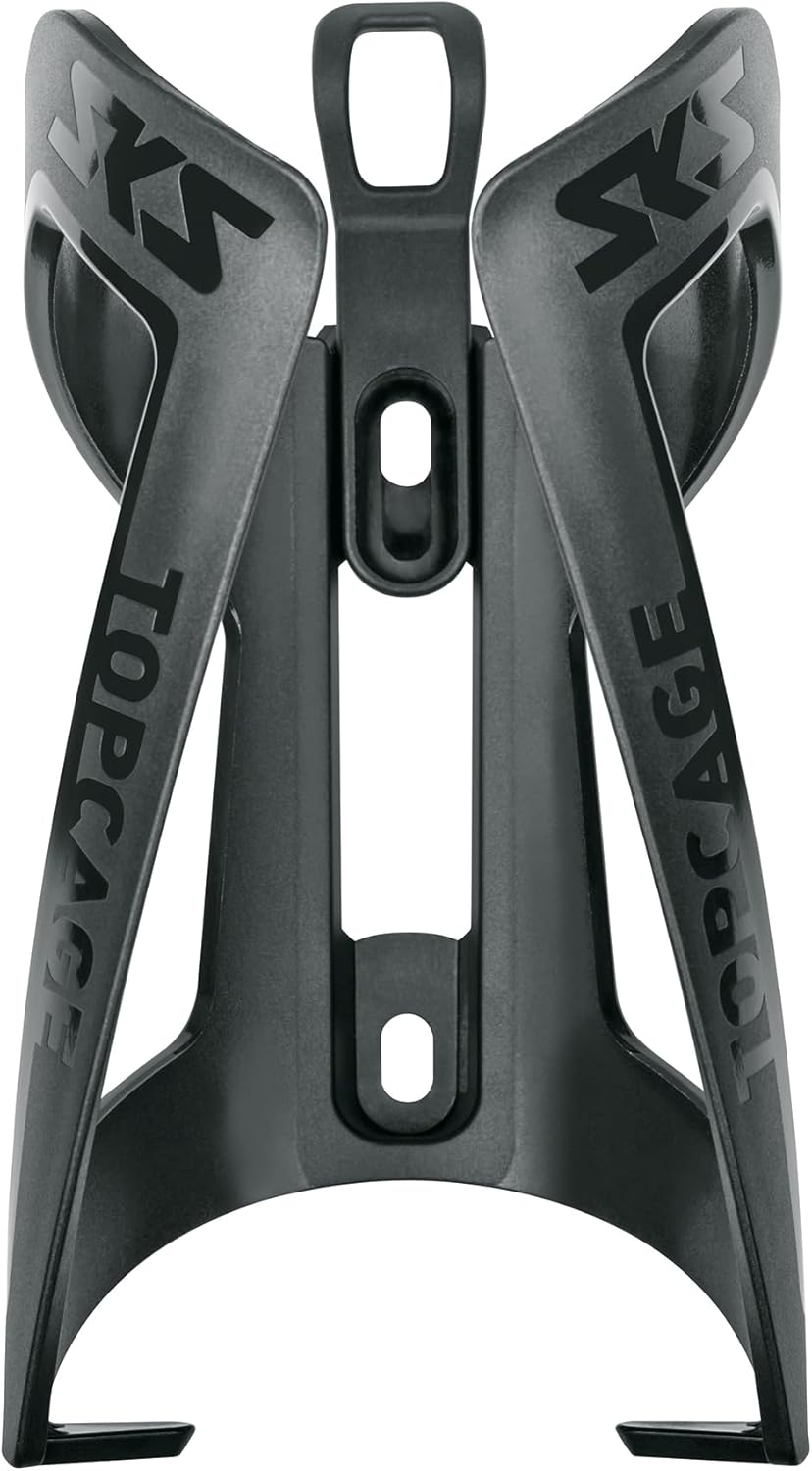 SKS GERMANY TOPCAGE BLACK Flaschenhalter für Fahrräder (Fahrrad-Flaschenhalter aus hochfestem, leichtem Kunststoff, verstellbarer Anschlag, variable Fanghaken für sichere Arretierung, ohne Schrauben)