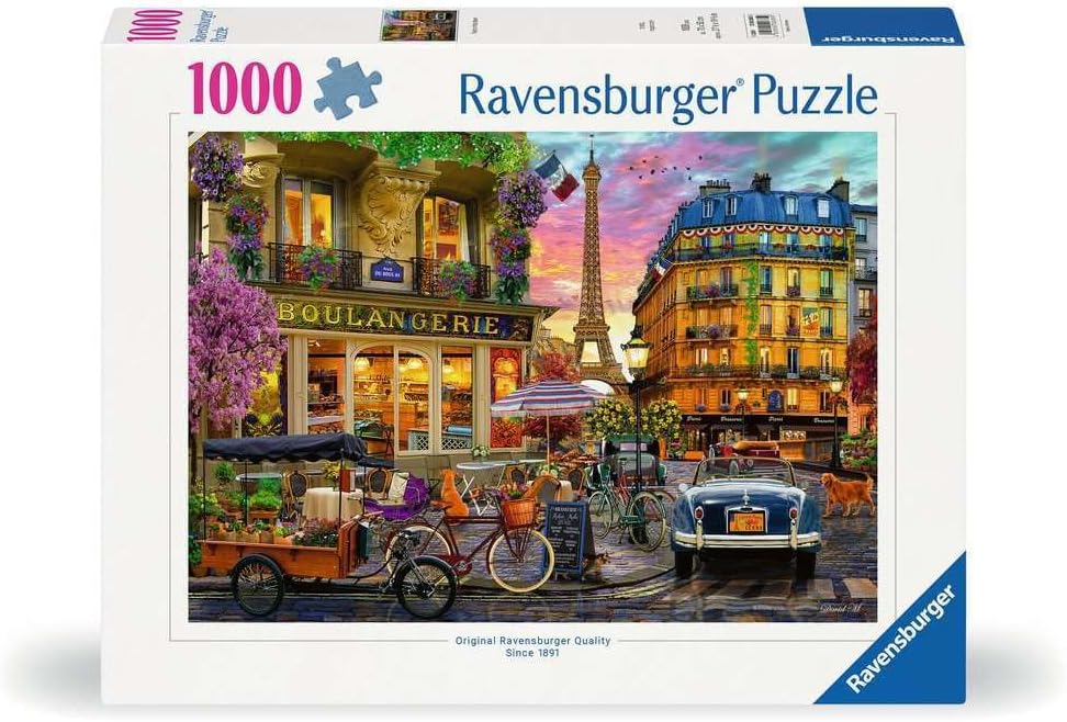 Ravensburger - Paris at Dawn - 1000 Teile Puzzle - Malerische Darstellung des Paris vergangener Tage - Schöne, lebendige Farben - Einrahmbar - Premium Qualität - Puzzles für Erwachsene