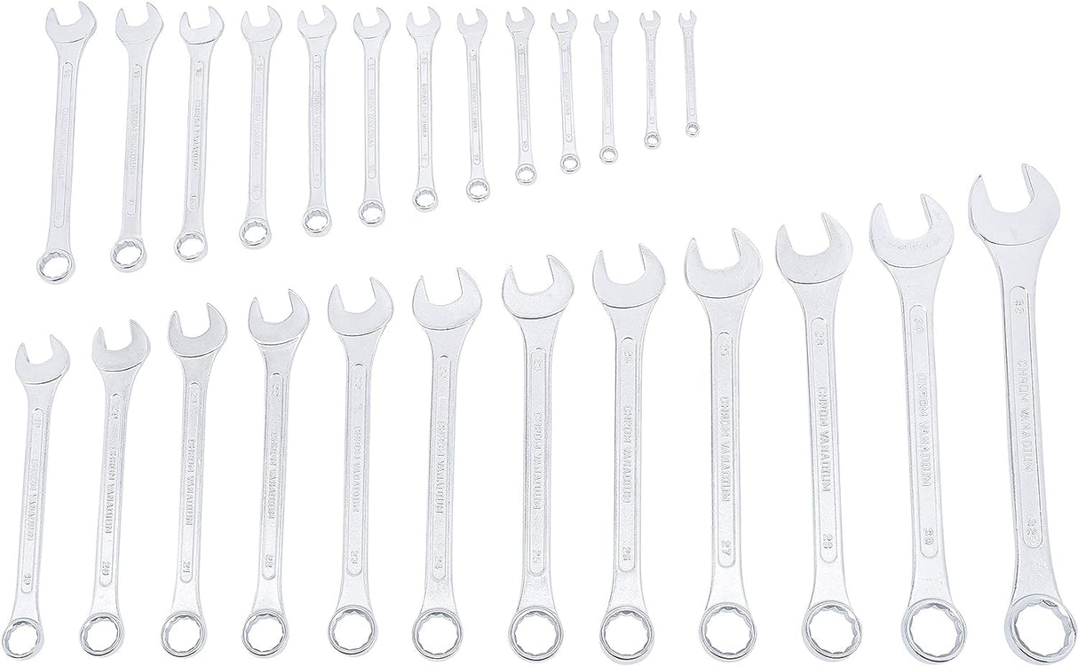 BGS Diy 1198 | Maul-Ringschlüssel-Satz | 25-tlg. | SW 6 - 32 mm | inkl. Tetron-Rolltasche | Gabelringschlüssel