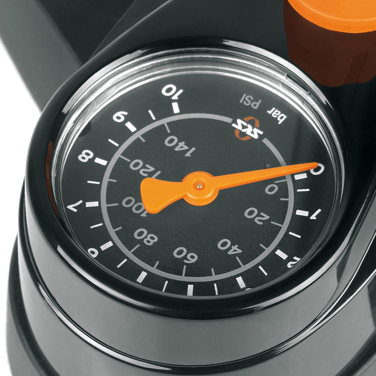 SKS GERMANY AIR-X-PRESS 8.0 Standpumpe (Luftpumpe mit MULTI VALVE-Ventilkopf in modernem Design, präzise Druckkontrolle, sicherer Halt und angenehme Haptik, Druck max.: 8 bar/115 PSI), schwarz, 600 mm