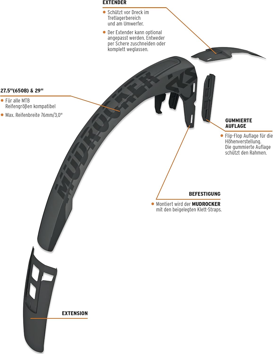 SKS Germany MUDROCKER Front & Rear Front & Rear Schutzbleche für Mountainbikes
