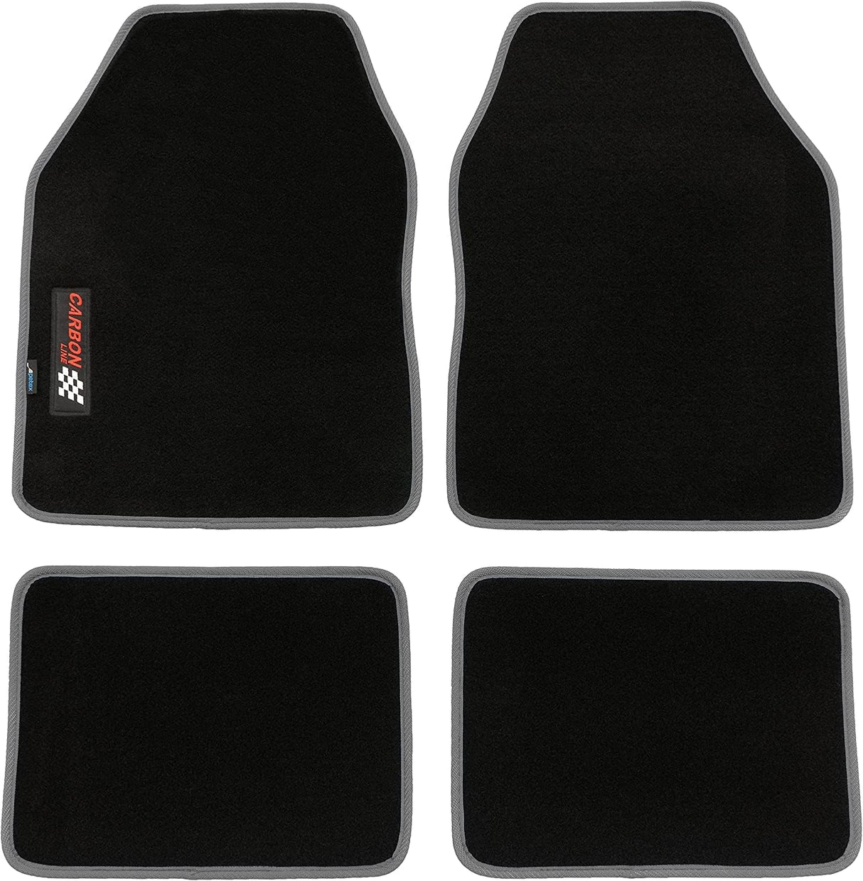 PETEX Carbon Universal-Autofußmatten, 4-teiliges Set, grau - Rutschfest, langlebig, passgenau für Autos, Vans