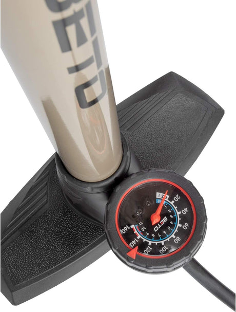 High pressure floor pump with manometer Beto Dualhead - steel - titanium/grey