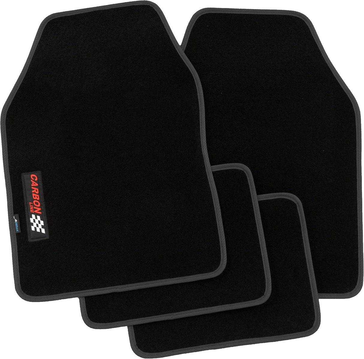 PETEX Carbon Universal-Autofußmatten, 4-teiliges Set, schwarz - Rutschfest, langlebig, passgenau für Autos, Vans