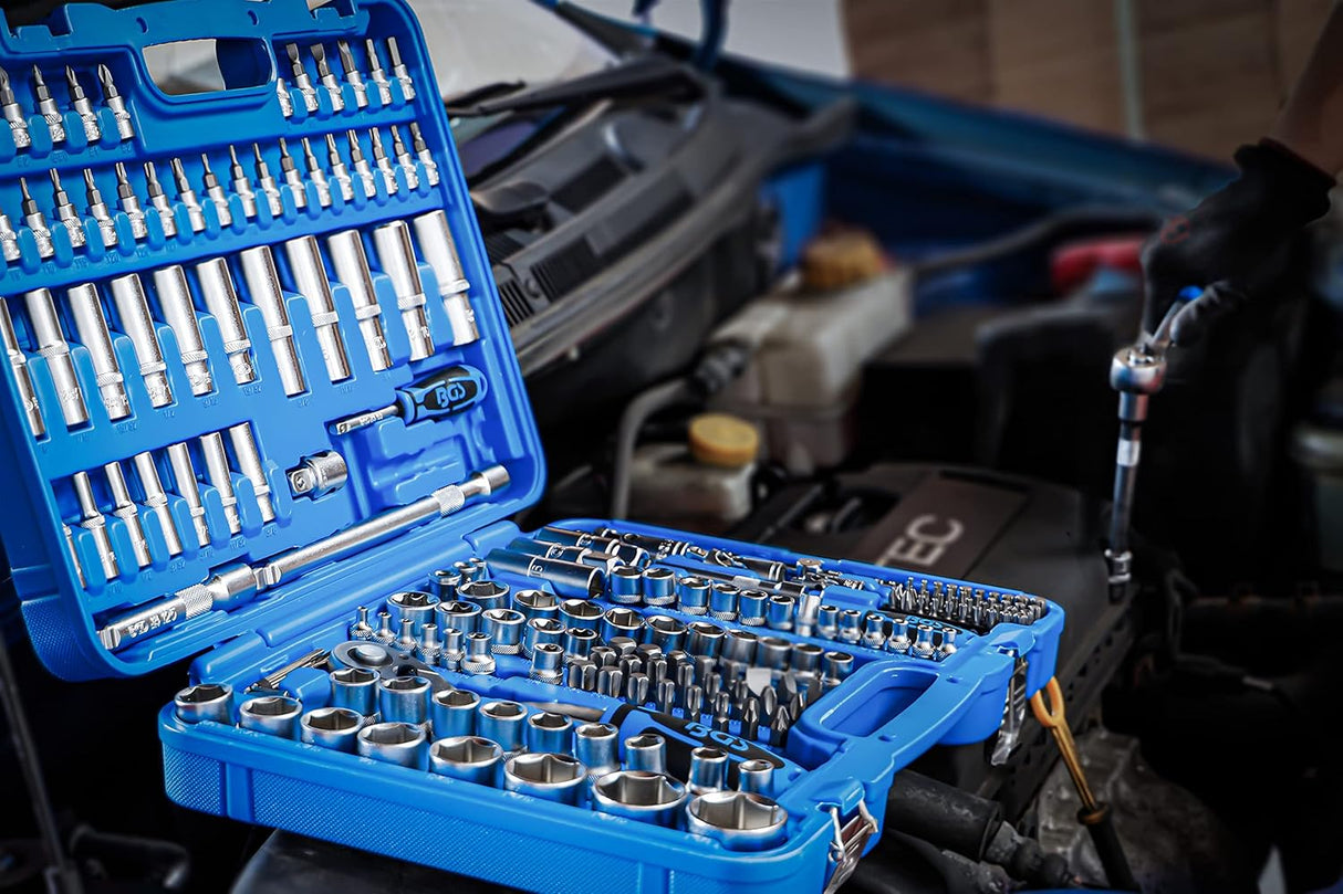 BGS Technic 2245 | Steckschlüssel-Satz Sechskant | 192-tlg. | Antrieb 6,3 mm (1/4") / 10 mm (3/8") / 12,5 mm (1/2") | Zollgrößen | inkl. Koffer