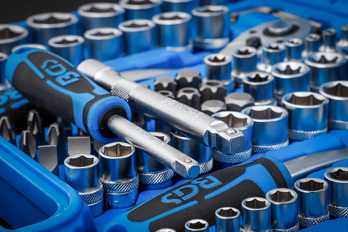 BGS Technic 2245 | Steckschlüssel-Satz Sechskant | 192-tlg. | Antrieb 6,3 mm (1/4") / 10 mm (3/8") / 12,5 mm (1/2") | Zollgrößen | inkl. Koffer