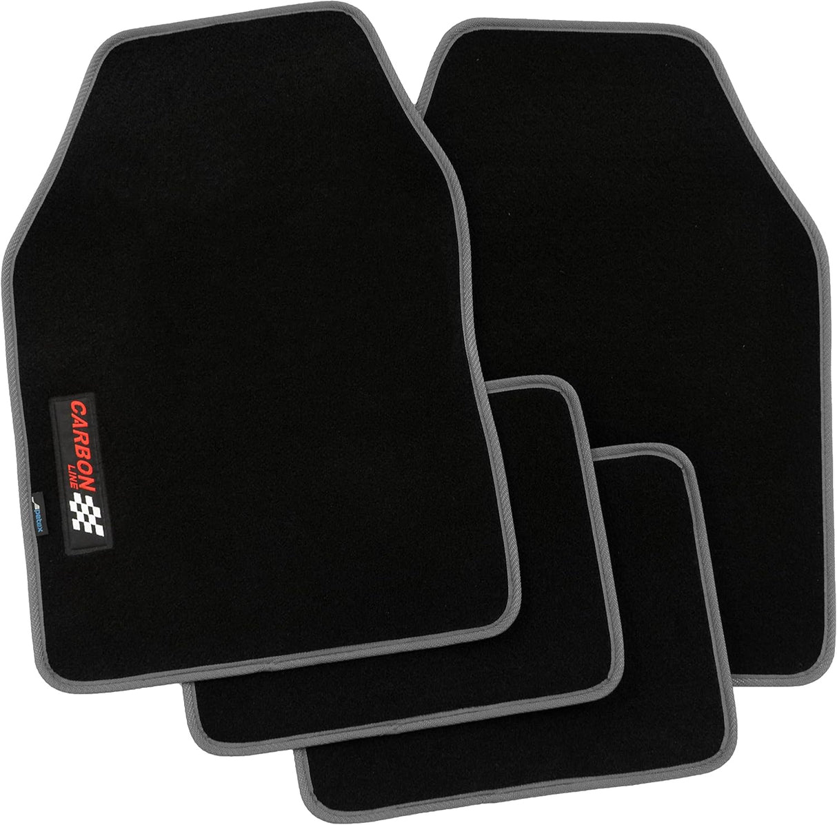 PETEX Carbon Universal-Autofußmatten, 4-teiliges Set, grau - Rutschfest, langlebig, passgenau für Autos, Vans
