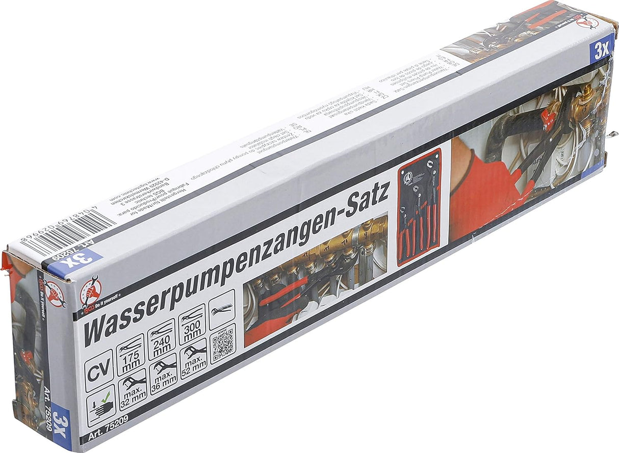 BGS DIY 75209 | Water pump pliers set | 175 / 240 / 300 mm | 3 pcs.