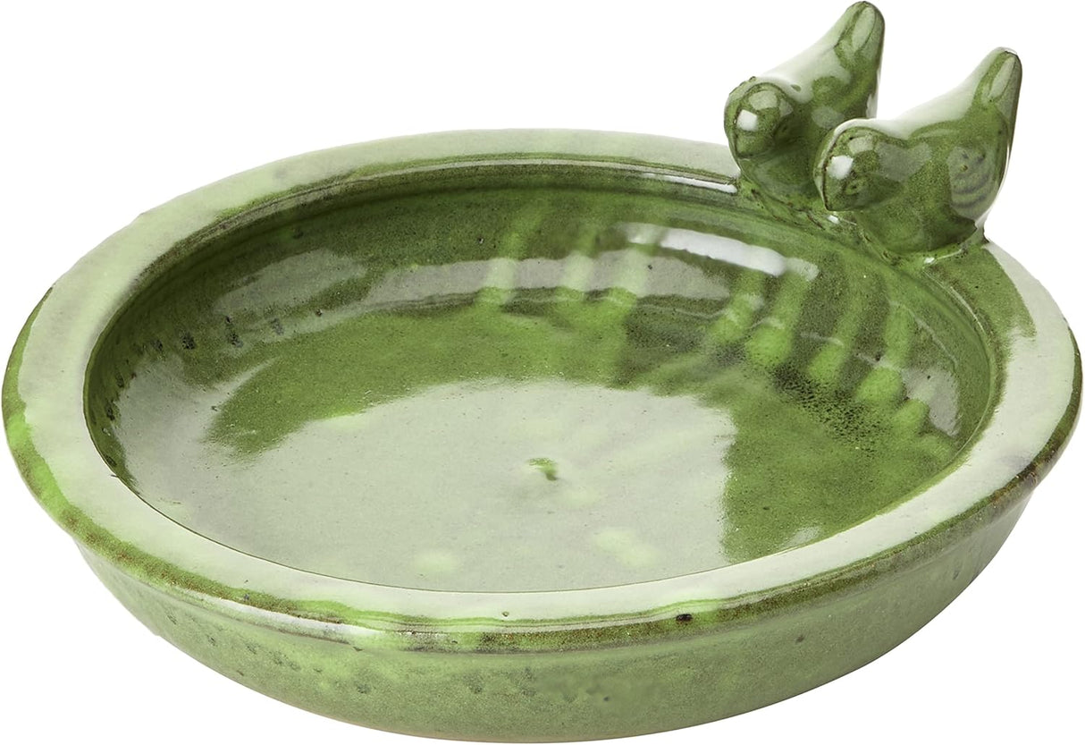 Esschert Design FB489, Green Bird Bath Ceramic Round