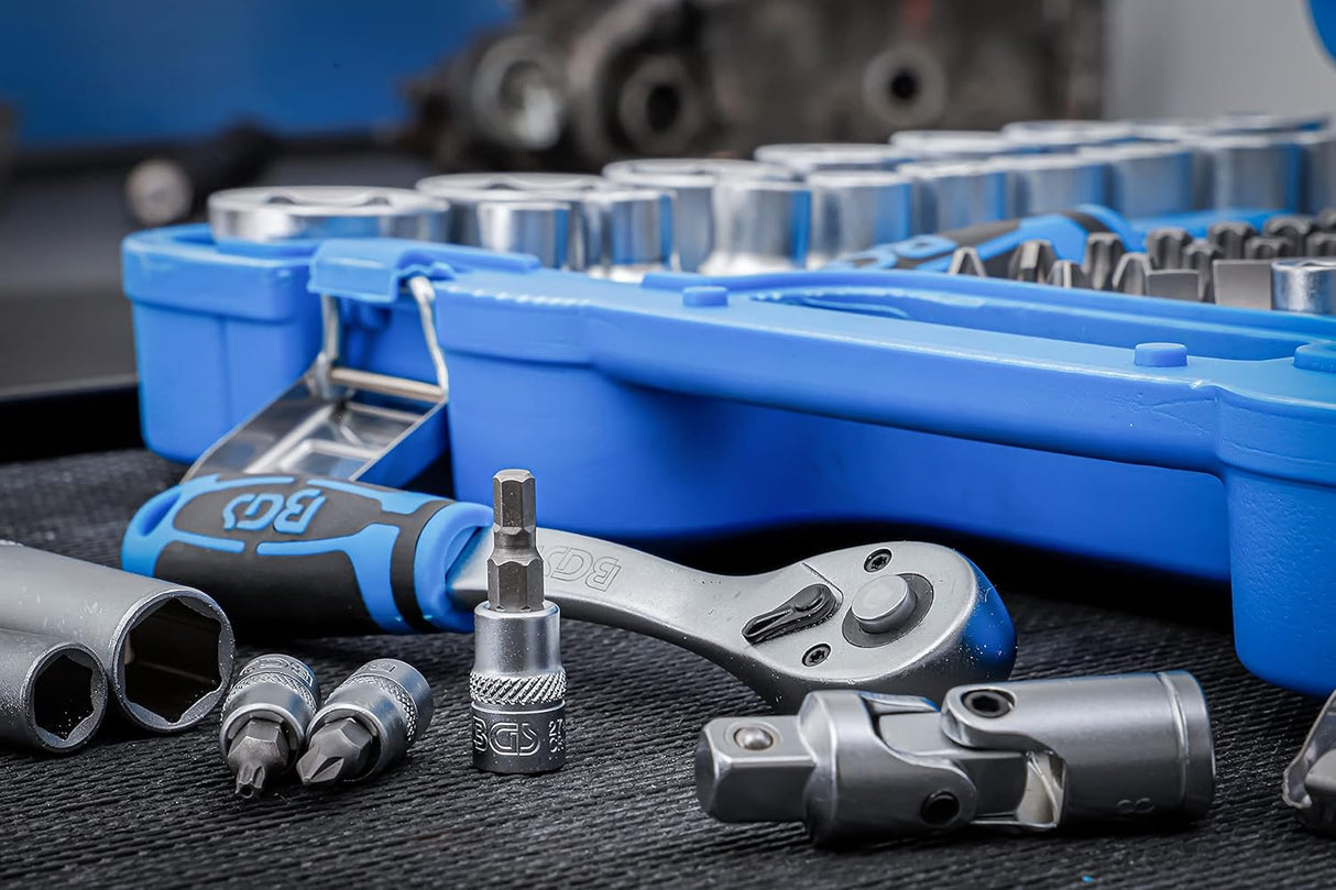 BGS Technic 2245 | Steckschlüssel-Satz Sechskant | 192-tlg. | Antrieb 6,3 mm (1/4") / 10 mm (3/8") / 12,5 mm (1/2") | Zollgrößen | inkl. Koffer