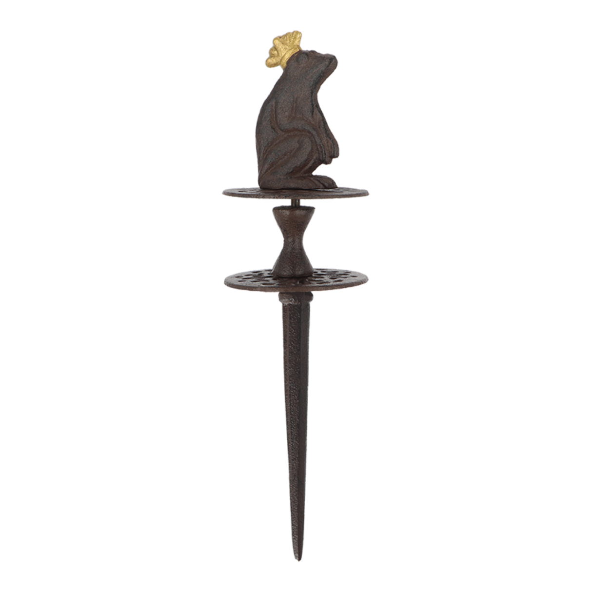 Esschert Design TG34 Frog Prince Antique Garden Hose Guide, Antique Brown with Gold Crown