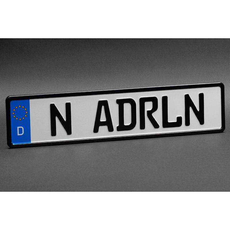 Set Premium Kunststoff Kennzeichenhalter 52,7x12,3cm - Typ Mono - Schwarz - 2 Stück