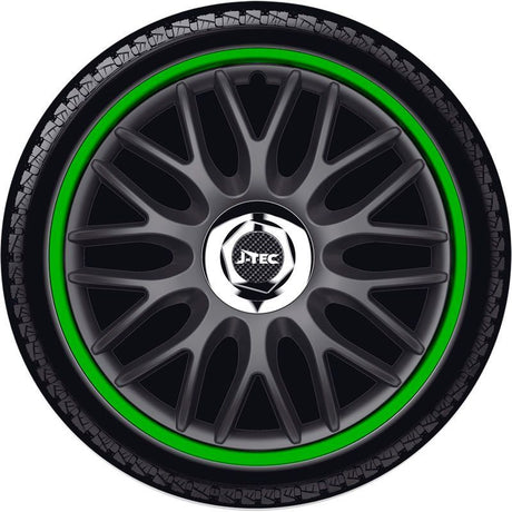 Set J-Tec wheel covers Orden R 16-inch black/green + chrome ring