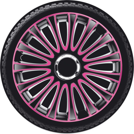 Auto-Style Wheel Covers LeMans 15 Inch Black/Pink - Set of 4 Pieces