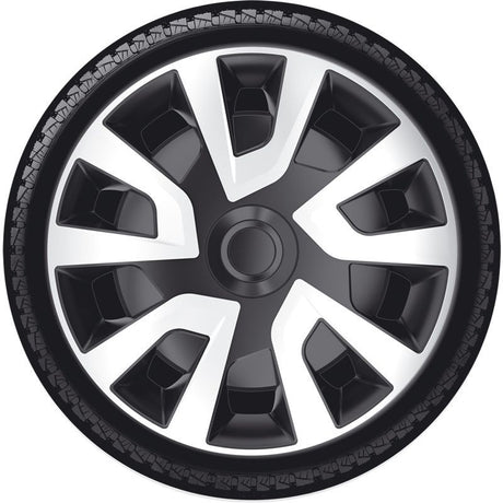 Auto-Style Wheel Covers Revo-VAN 16 Inch Silver/Black (Spherical) - Set of 4 Pieces