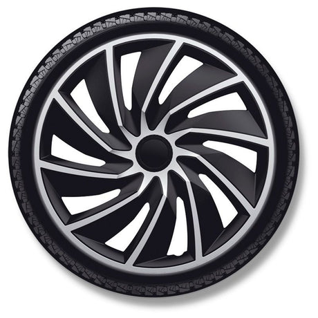 Auto-Style Wheel Covers Turbo Van 17 Inch Silver/Black (Spherical) - Set of 4 Pieces