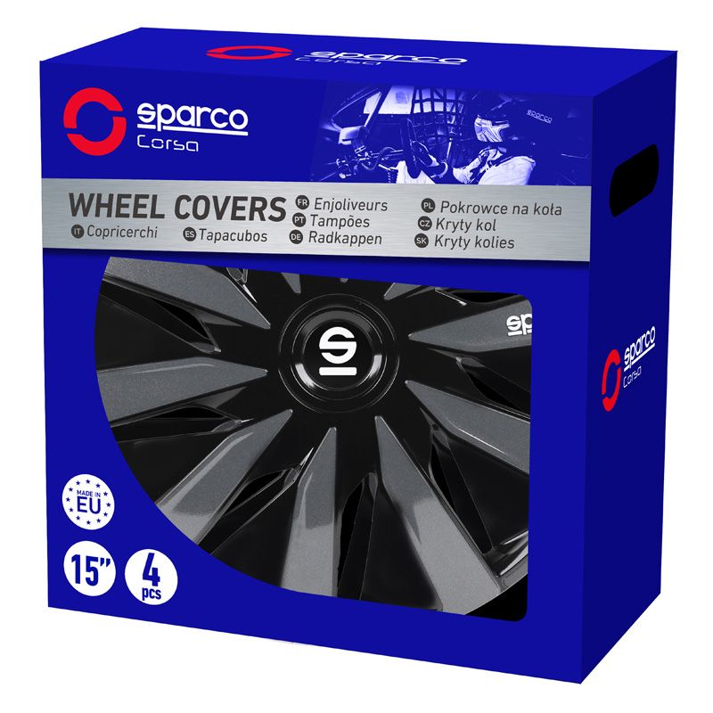Sparco Wheel Covers Lazio 13 Inch Black/Grey - Set of 4 Pieces