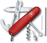 Victorinox Compact Swiss Army Knife, 15 Functions, Swiss Made Pocket Knife with Large Blade, Screwdriver, Corkscrew and Multipurpose Hook - Red