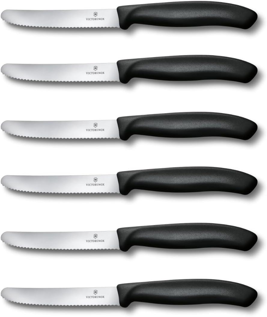 Victorinox Swiss Classic Tomato and Table Knife Set for Everyday Family Dining Serrated Blade in Black, Set of 6 GRAB LIST OF AMAZON SELLERS asinzen