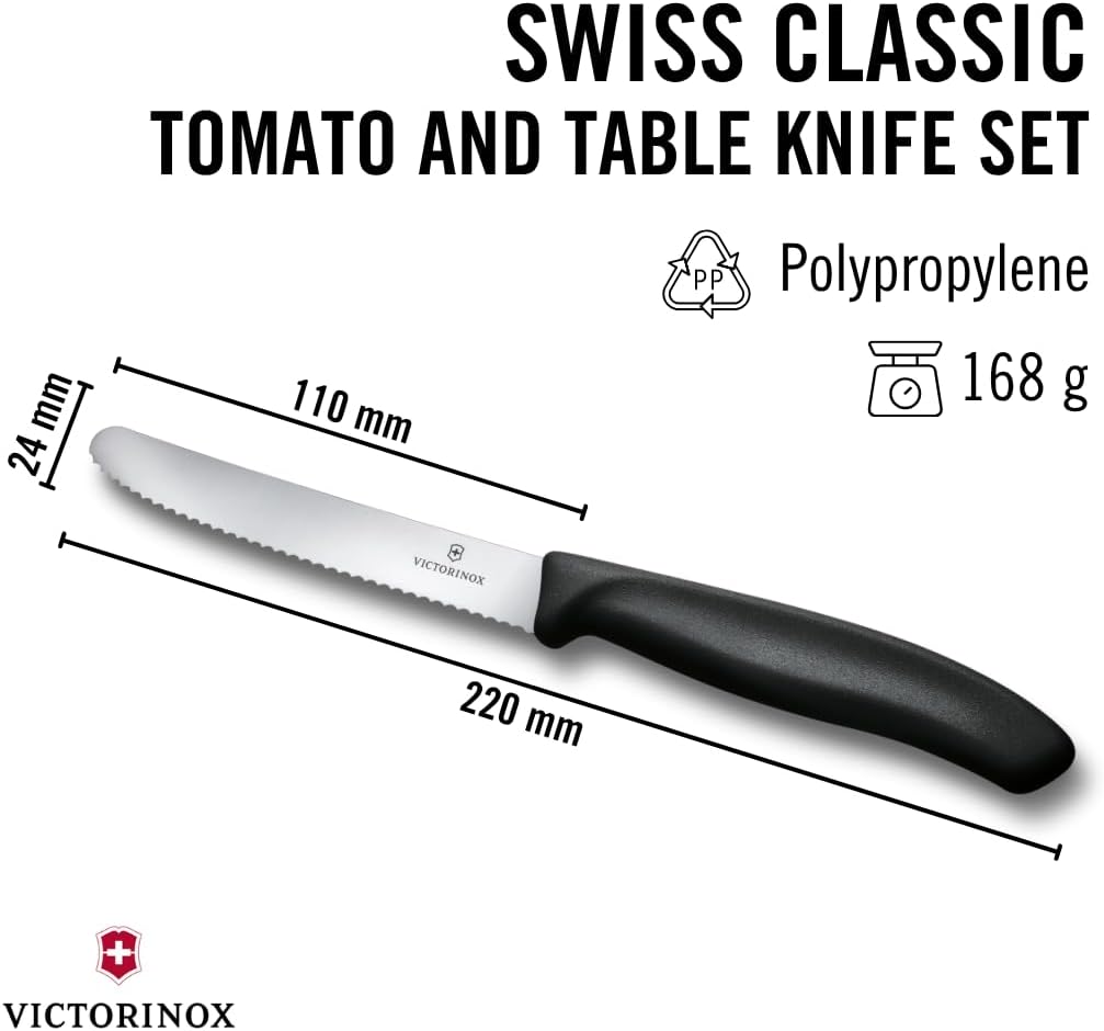 Victorinox Swiss Classic Tomato and Table Knife Set for Everyday Family Dining Serrated Blade in Black, Set of 6 GRAB LIST OF AMAZON SELLERS asinzen