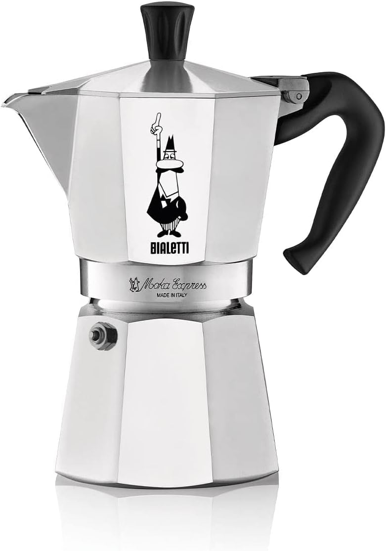 Bialetti Moka Express Iconic Italian Stovetop Espresso Maker (Natural Silver, 6 Cups)