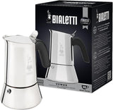 Bialetti - New Venus Induction, Stovetop Coffee Maker, Suitable for all Types of Hobs, Stainless Steel, 10 Cups (15.5 Oz), Silver