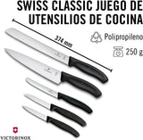 Victorinox Swiss Classic Kitchen Set - Includes Paring Knives, Carving Knife, Bread Knife & More - Premium Kitchen Accessories - Black Handles, 5-Piece Set