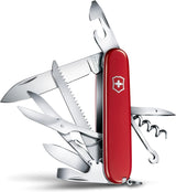 Victorinox Huntsman Swiss Army Knife, 15 Functions, Swiss Made Pocket Knife with Large Blade, Screwdriver, Scissors and Wood Saw - Red