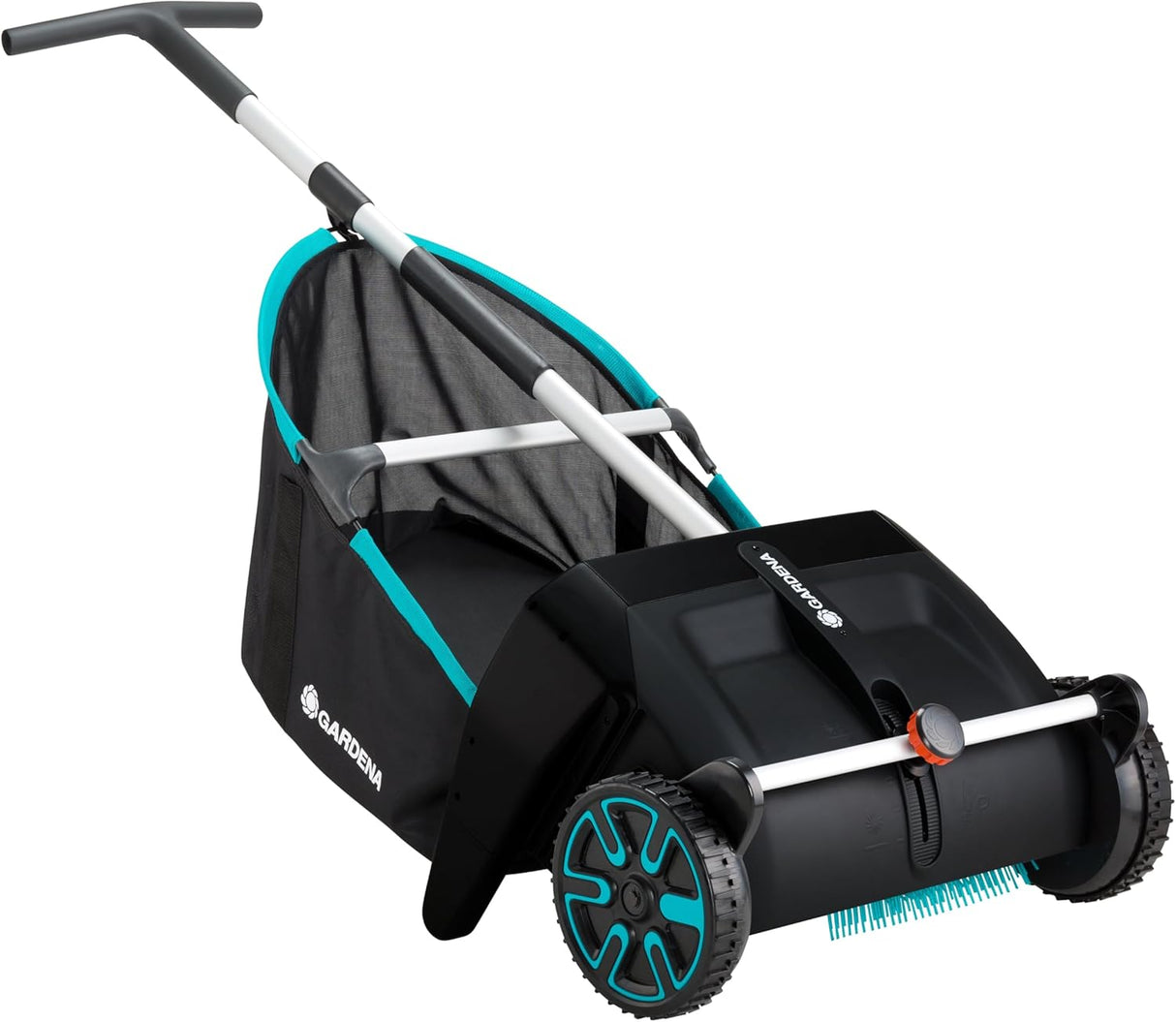GARDENA (03565) Lawn and Leaf Collector, Durable and Easy to Manuever Push Lawn and Leaf Sweeper with Large Capacity 3.2 cu. ft. Mesh Collection Hopper Bag