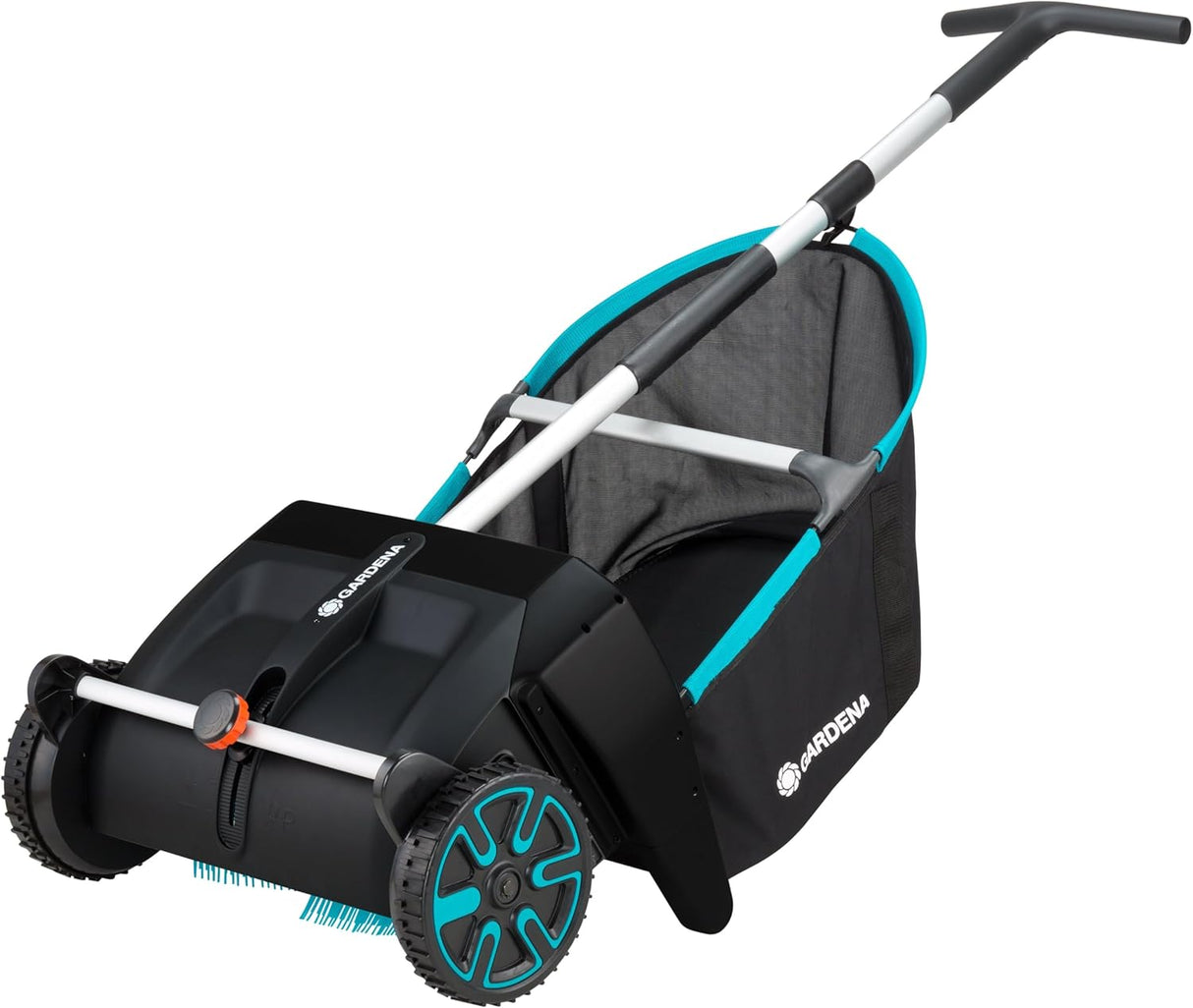 GARDENA (03565) Lawn and Leaf Collector, Durable and Easy to Manuever Push Lawn and Leaf Sweeper with Large Capacity 3.2 cu. ft. Mesh Collection Hopper Bag