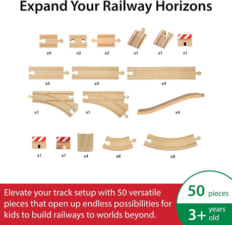 BRIO World Special Track Pack - 50-Piece Set - FSC-Certified Wooden Train Track Pieces - Expand Creativity - Compatible with All BRIO Railway Sets - Kids Ages 3 & Up