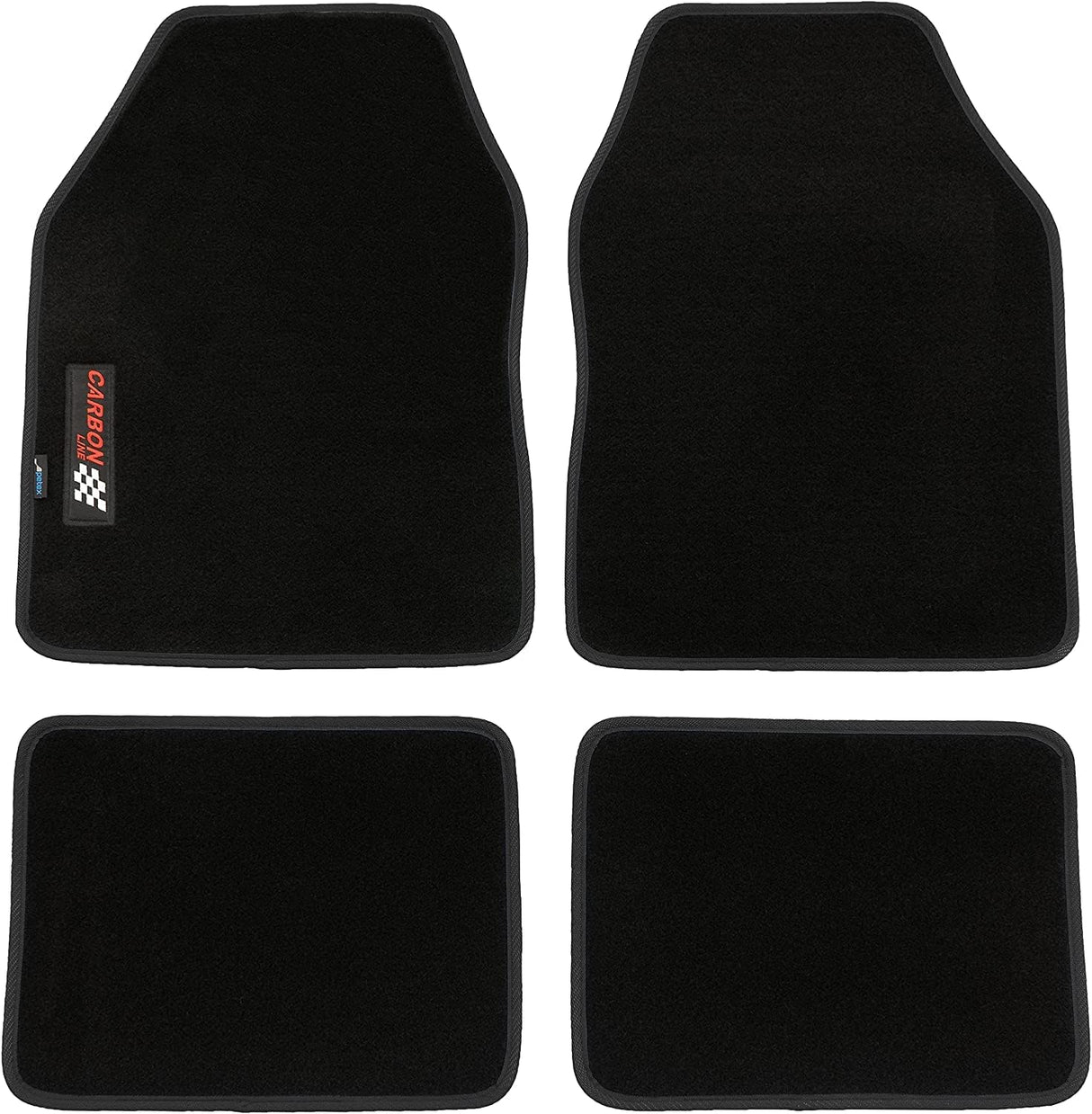 PETEX Carbon Universal Car Floor Mats, 4-Piece Set, Black – Non-Slip, Durable, Easy Fit for Cars, Vans