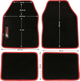 PETEX Carbon Universal Car Floor Mats, 4-Piece Set, Red – Non-Slip, Durable, Easy Fit for Cars, Vans