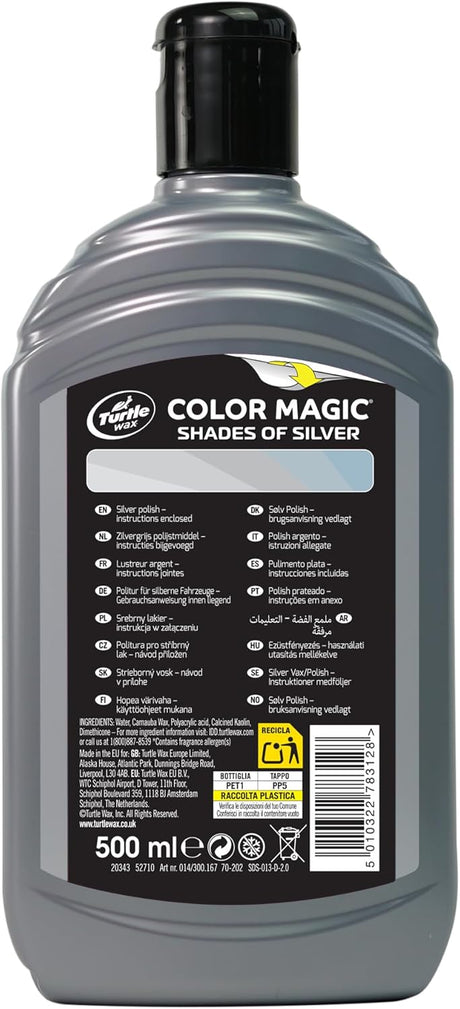 Turtle Wax 52710 Color Magic Car Paintwork Polish Restores Colour & Shine Silver 500ml