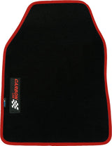 PETEX Carbon Universal Car Floor Mats, 4-Piece Set, Red – Non-Slip, Durable, Easy Fit for Cars, Vans