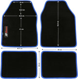 PETEX Carbon Universal Car Floor Mats, 4-Piece Set, Blue – Non-Slip, Durable, Easy Fit for Cars, Vans