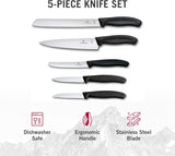 Victorinox Swiss Classic Kitchen Set - Includes Paring Knives, Carving Knife, Bread Knife & More - Premium Kitchen Accessories - Black Handles, 5-Piece Set