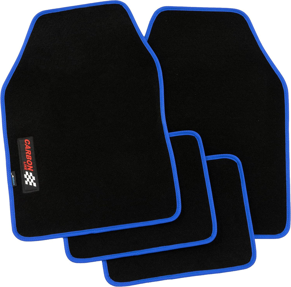 PETEX Carbon Universal Car Floor Mats, 4-Piece Set, Blue – Non-Slip, Durable, Easy Fit for Cars, Vans