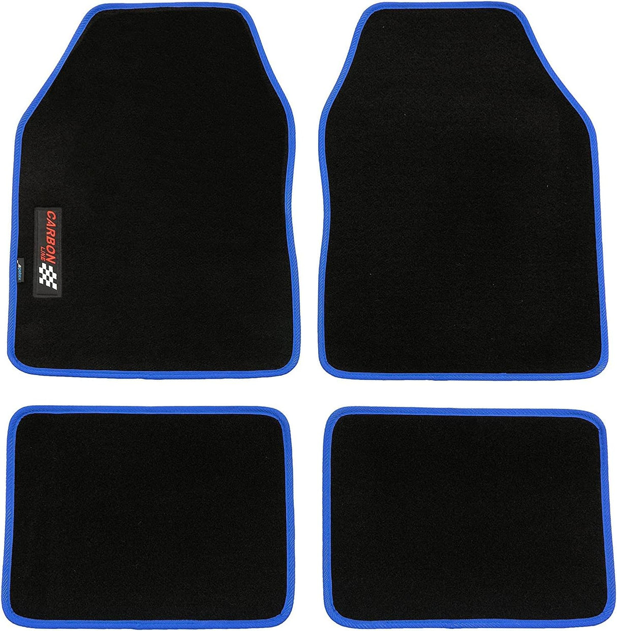 PETEX Carbon Universal Car Floor Mats, 4-Piece Set, Blue – Non-Slip, Durable, Easy Fit for Cars, Vans