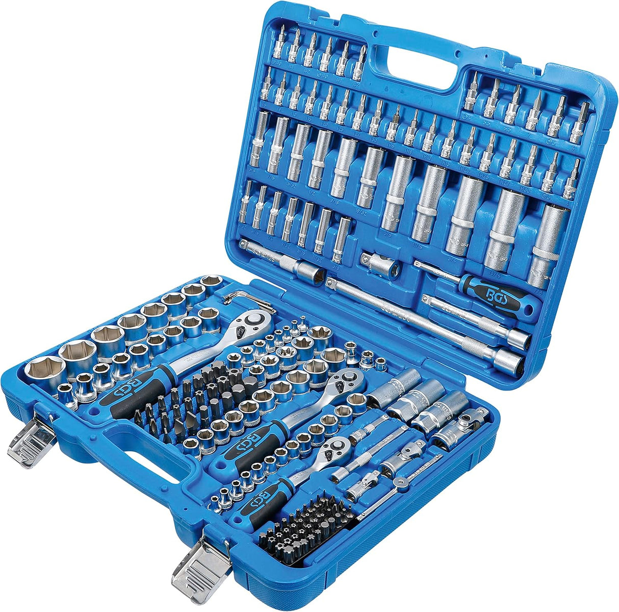 BGS Technic 2245 | Steckschlüssel-Satz Sechskant | 192-tlg. | Antrieb 6,3 mm (1/4") / 10 mm (3/8") / 12,5 mm (1/2") | Zollgrößen | inkl. Koffer