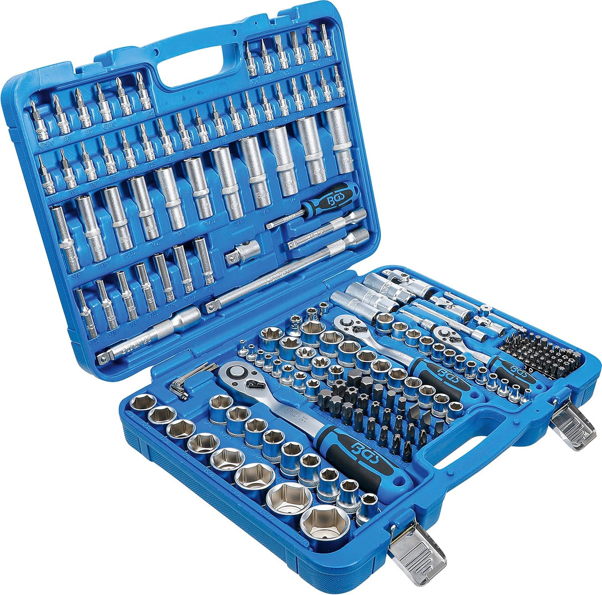 BGS Technic 2245 | Steckschlüssel-Satz Sechskant | 192-tlg. | Antrieb 6,3 mm (1/4") / 10 mm (3/8") / 12,5 mm (1/2") | Zollgrößen | inkl. Koffer